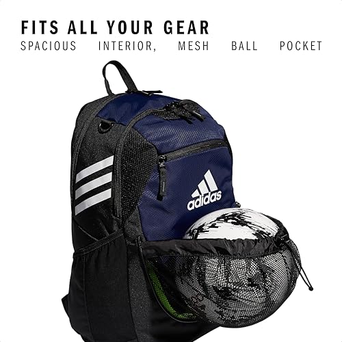 adidas Stadium 4 Soccer Backpack – Team Sports Bag with Ball Pocket, 36L - color: Navy Blue/3.0