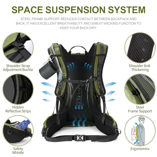 IX INOXTO Hiking Backpack, 26L/40L Waterproof Hiking Daypack with 3L Water Bladder and Rain Cover, Lightweight Travel Camping Backpack for Men Women (Dark Green) - color: Dark Green