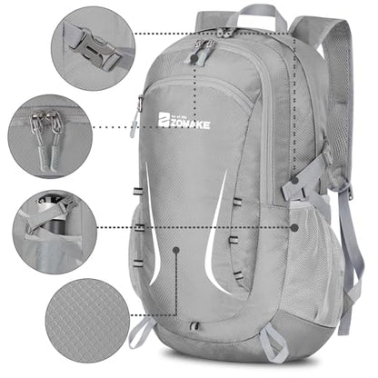 ZOMAKE Lightweight Packable Backpack 35L, Foldable Backpacks Water Resistant Collapsible Light Daypack for Hiking(Silver Grey) - color: Silver Grey B