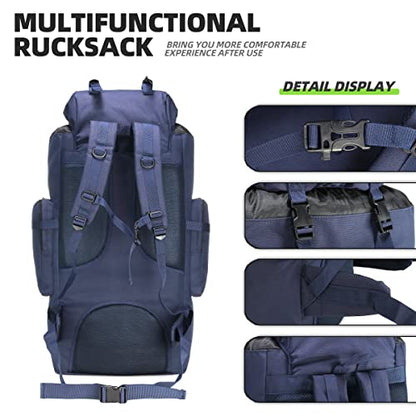 King'sGuard 100L Camping Hiking Backpack Molle Rucksack Military Camping Backpacking Daypack - color: Blue