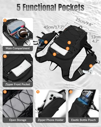 Small Hiking Backpack with 3D Sponge Backpanel for Men Women, 15L Waterproof Lightweight Cycling Backpack with Chest Strap & Helmet Buckle & Hanging Loop for MTB Biking Jogging, Black - color: Black