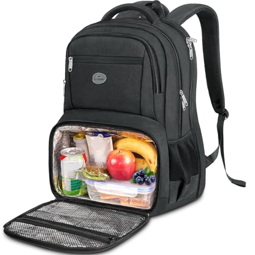 MATEIN Lunch Backpack for Men Work, Sturdy 17 Inch Laptop Backpack with Lunch Compartment, Water Resistant Work Bag with Padded Straps, Anti Theft Computer Back Pack for Office Commute College - color: Charcoal Grey, size: 17 Inch