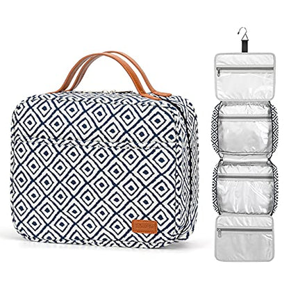 Bosidu Hanging Travel Toiletry Bag,Large Capacity Cosmetic Travel Toiletry Organizer for Women with 4 Compartments & 1 Sturdy Hook,Perfect for Travel/Daily Use/Christmas - color: Plaid