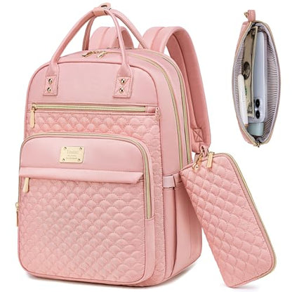 Tealari Laptop Backpack for Women,15.6 Inch Laptop Backpack for Work,Water Resistant Travel Backpack,College Bookbag with Wallet (Pink-1) - color: Pink-1