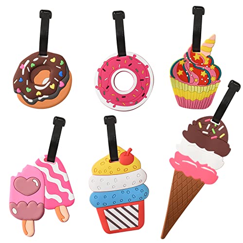 Ice Cream Luggage Tags 6 Pcs Colorful Cute Silicone Luggage Tag for Suitcases Schoolbag Travel Tags Summer Beach Holiday Baggage Tags ID Labels - color: Ice Cream Luggage Tags