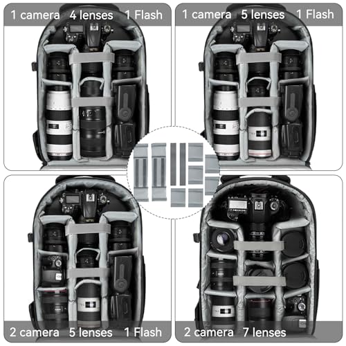 Camera Backpack, Hardshell DSLR/SLR/Mirrorless Photography Camera Bag with Rain Cover, Waterproof Hard Shell Camera Case with Tripod Holder & 15.6" Laptop Compartment Compatible with Canon/Nikon/Sony - color: Black