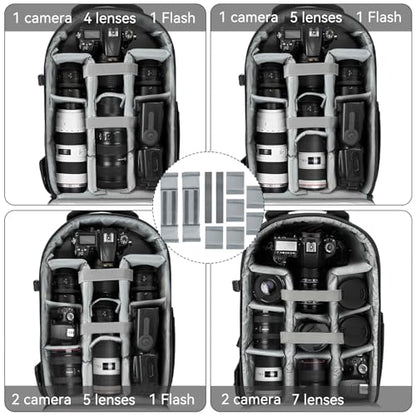 Camera Backpack, Hardshell DSLR Photography Camera Bag with Rain Cover, Waterproof Hard Shell Camera Case with Tripod Holder & 15.6" Laptop Compartment Compatible with Canon/Nikon/Sony/DJI Mavic Drone - color: Green