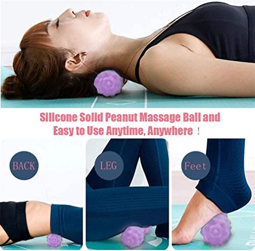 Peanut Massager Ball Set, Double Lacrosse Massage Ball and Mobility Ball for Physical Therapy, Myofascial Deep Tissue Trigger Point Massage Tool for Neck, Shoulder, Back, Legs, Hips (Purple) - color: Purple