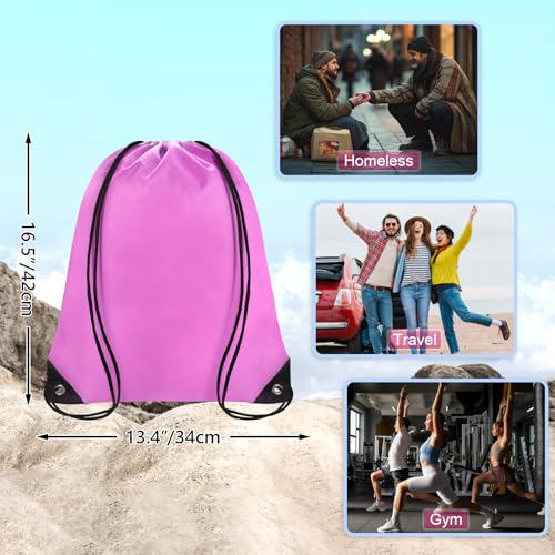 Grneric Drawstring Backpack Bulk 70Pcs String Backpack Drawstring Bags Cinch Bag Sackpack for Men Women Gym(Pink) - color: Pink