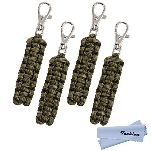4 Pack Paracord Zipper Pulls for Backpacks, Tents, Trolley Cases, Traveling Cases, Jackets and Many Other Items that with Zippers - color: ArmyGreen