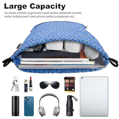 HOLYLUCK Drawstring Backpack Bag Sport Gym Sackpack - color: Blue Windmill