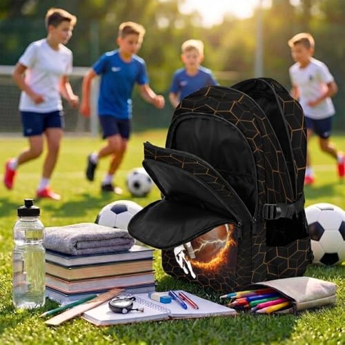 Mercuryelf Custom Kids Backpack for Football Player - Personalized Boys Backpack for Kindergarten Elementary Primary, Durable Lightweight School Bag for Practice - color: Brown