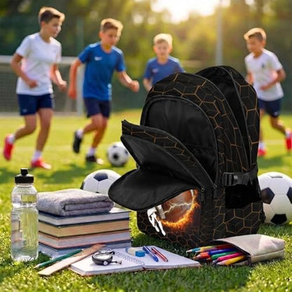 Mercuryelf Custom Kids Backpack for Football Player - Personalized Boys Backpack for Kindergarten Elementary Primary, Durable Lightweight School Bag for Practice - color: Brown