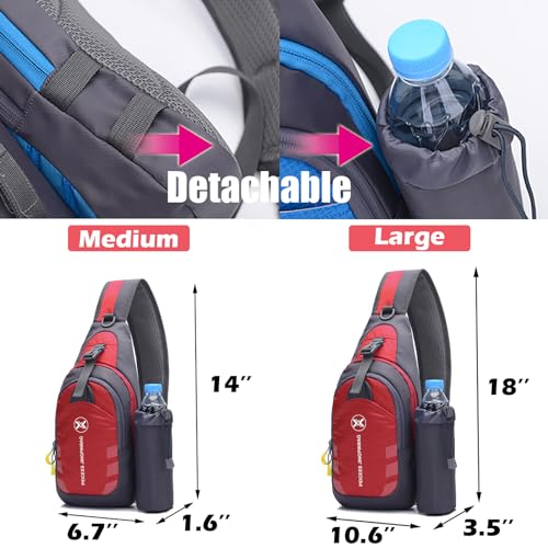 Peicees Chest Crossbody Sling Backpack Bag Travel Bike Gym Daypack for Women Men - color: Red