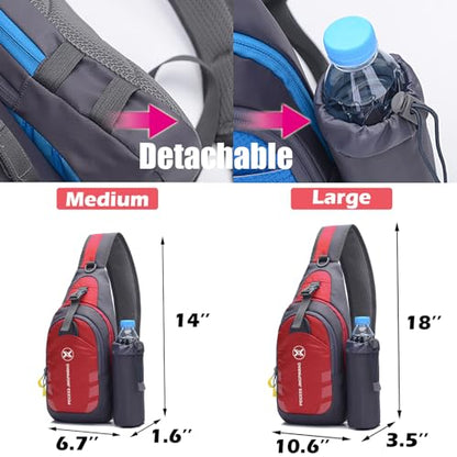 Peicees Chest Crossbody Sling Backpack Bag Travel Bike Gym Daypack for Women Men - color: Red