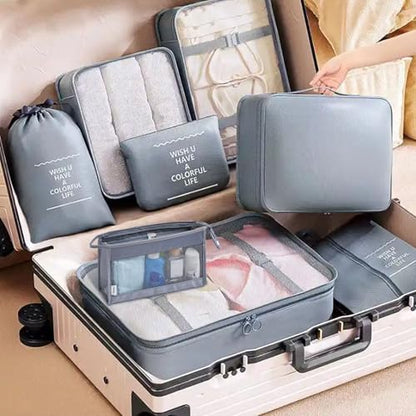 8 Set Packing Cubes for Suitcases, INVODA Travel Luggage Packing Organizers with Laundry Bag, Compression Storage Shoe Bag, Clothing Underwear Bag (Grey) - color: Grey