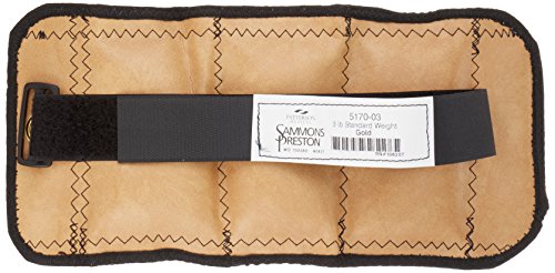 Sammons Preston Cuff Weight, 3 lb, Gold, Velcro Strap & D-Ring Closure, Grommet for Easy Hanging, Lead Free Steel Ankle & Wrist Weights, For Strength Building & Injury Rehab, Sold Individually - style: 3 lbs.