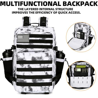 Lovelinks21 45L Tactical Assault Backpack 3 day assault pack with Molle Waterproof backpack Rucksack for Tactical Backpacks (BlackWhite Camo) - color: Blackwhite Camo