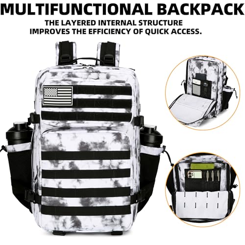 Lovelinks21 45L Tactical Assault Backpack 3 day assault pack with Molle Waterproof backpack Rucksack for Tactical Backpacks (BlackWhite Camo) - color: Blackwhite Camo