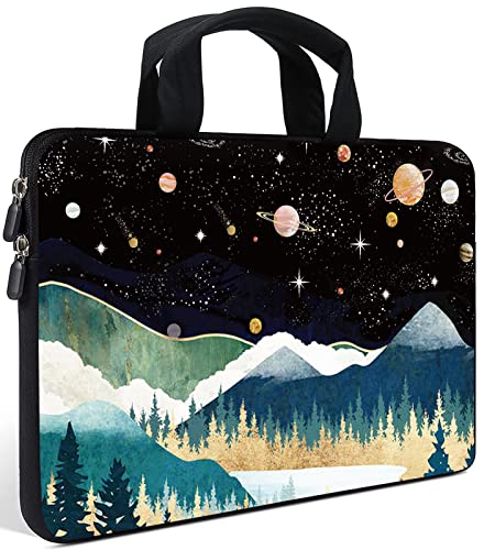 AMARY14 15 15.4 15.6 inch Laptop Handle Bag Computer Protect Case Pouch Holder Notebook Sleeve Neoprene Cover (Mountains Galaxy) - color: Mountains Galaxy
