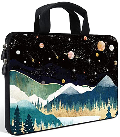 AMARY14 15 15.4 15.6 inch Laptop Handle Bag Computer Protect Case Pouch Holder Notebook Sleeve Neoprene Cover (Mountains Galaxy) - color: Mountains Galaxy