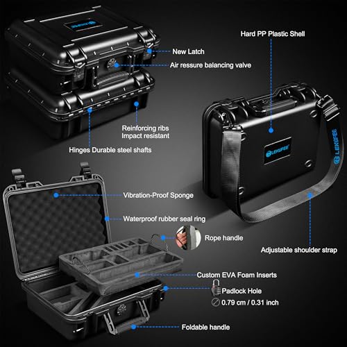 Lekufee Travel Waterproof Hard Case for DJI Osmo 360, Adventure Combo, Battery (7pcs), DJI Mic 3/2/Mic Mini, and More Accessories (Case Only)