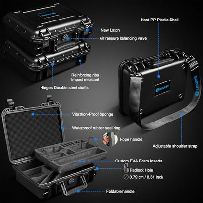 Lekufee Travel Waterproof Hard Case for DJI Osmo 360, Adventure Combo, Battery (7pcs), DJI Mic 3/2/Mic Mini, and More Accessories (Case Only)