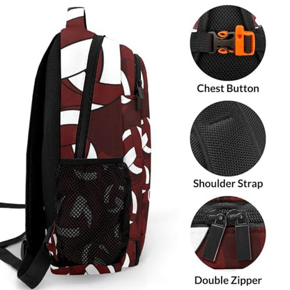 Dark Red Volleyball Pattern Casual Backpack Daypack Bookbag Laptop Bag Custom Shoulders Backpacks for Gifts - color: Dark Red Volleyball Pattern