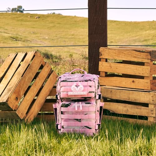 WOLFpak 35L Athletic Gym Backpack (Realtree APX Flushing Pink) - Durable 1000D Waterproof Oxford Material with MOLLE Webbing, Laptop Pocket & Dual Cup Holders, Durable Fitness/Travel/Military Daypack - color: Realtree Apx Flushing Pink