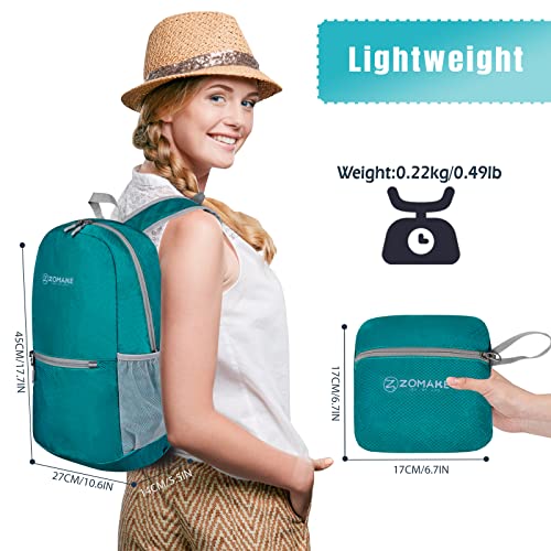 ZOMAKE Ultra Lightweight Hiking Backpack 20L, Packable Small Backpacks Water Resistant Daypack for Women Men(Lake Green) - color: Lake Green