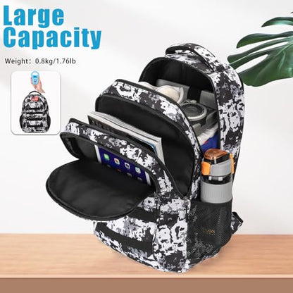 4land Camo Backpack for Boys,Army Boys Backpacks for Elementary Middle School Military,Camouflage Bookbag 40L - color: D-white Camo