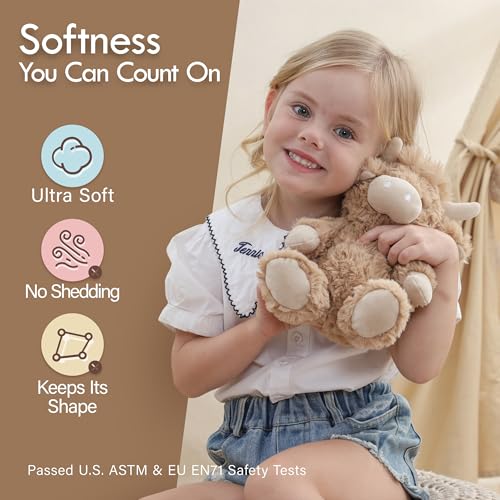 Moonkie Hug & Go Highland Cow Toddler Backpack – Soft Plush Bag with Take-Along Toy for Boys & Girls Aged 2–4 | Ideal for Daycare, Travel & Birthday Gifts for 3-Year-Old Kids - color: Highland Cow