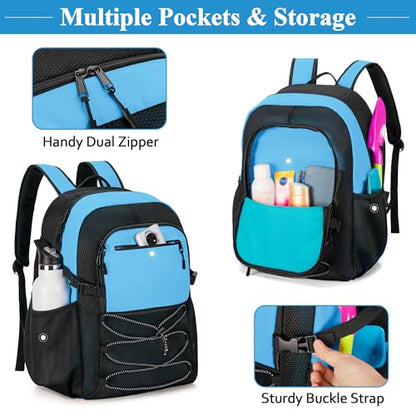 Fasrom Mesh Beach Bag Backpack with Wet Item Pocket, Swim Backpack for Pool, Travel and Gym (Patent Design, Empty Bag Only), Blue - color: Blue
