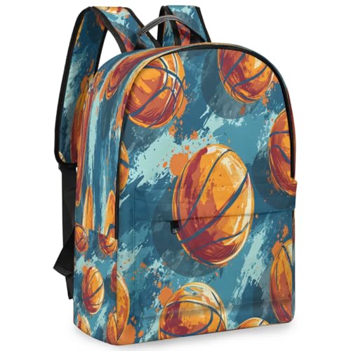 17.5 inch Laptop Backpack Basketball Balls College Waterproof Travel Bag Casual Book Bag with Multiple Pockets Laptop Backpacks for Travel Hiking