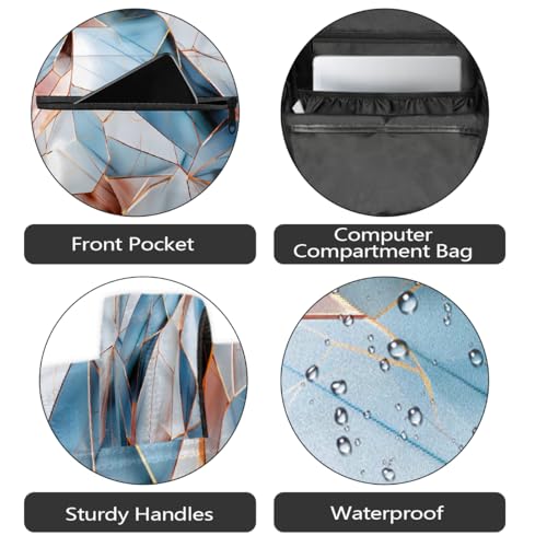 Large Backpack with 15.6 Inch Laptop Compartment, Abstract Blue Pink Marble Geo Adult Backpack for Work, Travel & School College Boys Girls - color: Abstract Blue Pink Marble Geo