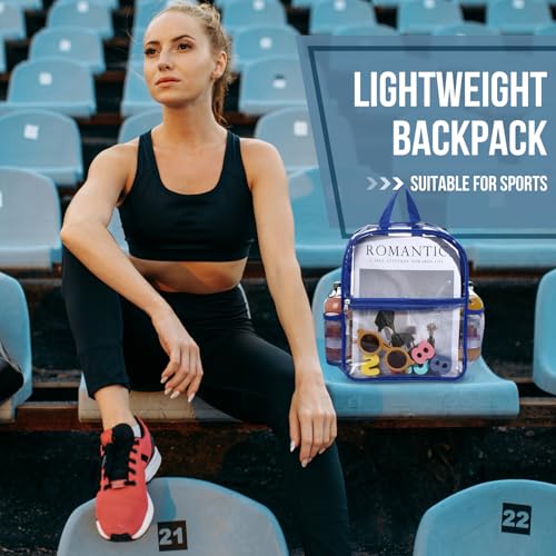 Sweetude 6 Pcs Clear Backpack bulk 11.4 x 9.5 x 5.1 Inch Bag Stadium Approved Plastic Transparent Backpack with 2 Water Holders (Multicolor) - color: Multicolor