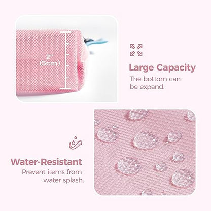 pack all Water-Resistant Zipper Pouch, Mesh Zipper Bag, 8.66"x5.91" - color: Pink, size: Small