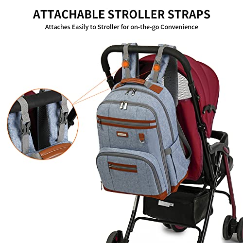 Diaper Bag Backpack, Large Baby Nappy Bags with Portable Changing Pad for Boys and GirlsMultifunction Travel Baby Bag for Moms Dads, Shower Gifts Waterproof and Stylish，Light Blue - color: Light Blue