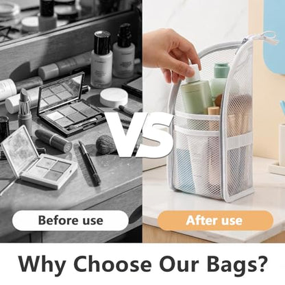 2 Pack Standing Toiletry Bag, Portable Lightweight Travel Toiletry Bag, Leakproof Travel Organizer Pouch for Bathroom, Gym, Business Trip,Family Travel
