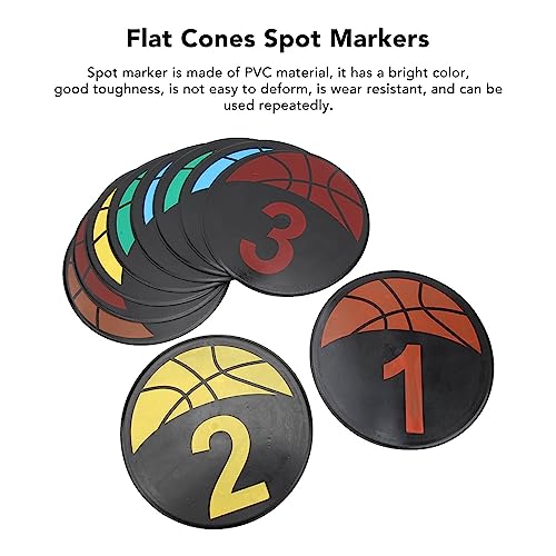 Flat Cones Numbered Spot Markers Set 110 for Soccer Basketball Agility Training – Bright PVC Floor Markers for Sports Drills and Classroom Activities