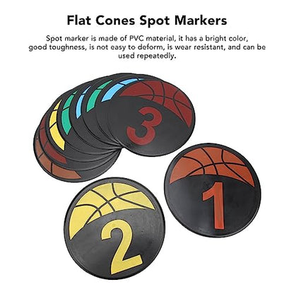 Flat Cones Numbered Spot Markers Set 110 for Soccer Basketball Agility Training – Bright PVC Floor Markers for Sports Drills and Classroom Activities