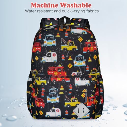 Little Kids Backpack for Girls Boys - 15 Inch Preschool Kindergarten Backpack Cute Car Patterns School Bag for Aged 3-8, Black - color: Black
