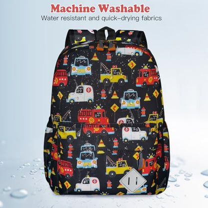 Little Kids Backpack for Girls Boys - 15 Inch Preschool Kindergarten Backpack Cute Car Patterns School Bag for Aged 3-8, Black - color: Black