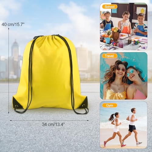 KUUQA 2 Pcs Yellow Drawstring Backpack Drawstring Bag Bulk Sports Cinch Bags String Backpack Storage Bags for Gym Traveling - color: Yellow