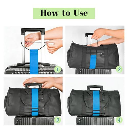 Multi Use Strong Adjustable Luggage Connector Straps for Suitcases,2 Pack Flexible Luggage Accessories Elastic Fastening Bag Strap (Blue) - color: Blue