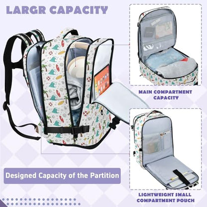 Travel Backpack with Shoe Compartment, 20L Large Capacity Laptop Backpack for Men Women, Summer Theme Daypack for Traveling Hiking Carry On