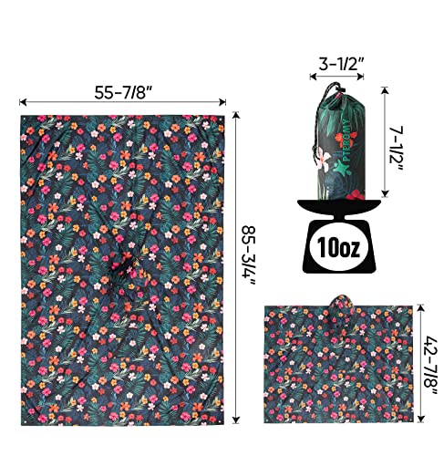 PTEROMY 3-in-1 Hooded Rain Poncho for Adult with Pocket, Waterproof Lightweight Unisex Raincoat for Hiking Camping Emergency - color: Blossom Season
