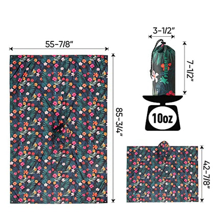 PTEROMY 3-in-1 Hooded Rain Poncho for Adult with Pocket, Waterproof Lightweight Unisex Raincoat for Hiking Camping Emergency - color: Blossom Season