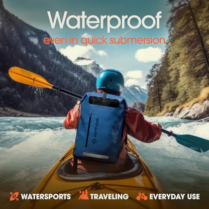 Earth Pak Waterproof Backpack - Heavy Duty Hiking Backpack - Roll-Top Closure Bag - Cushioned Dry Bag Waterproof Phone Case - color: Blue, size: 55L