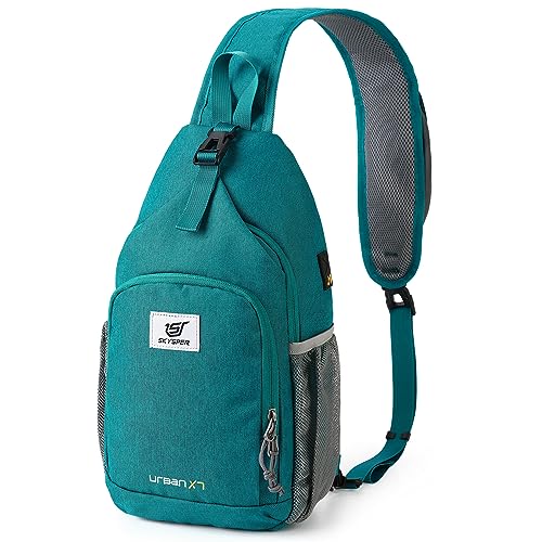 SKYSPER Sling Bag RFID Crossbody Sling Backpack Cross Body Shoulder Bag Travel Hiking Daypack for Women Men(Cyan) - color: Cyan